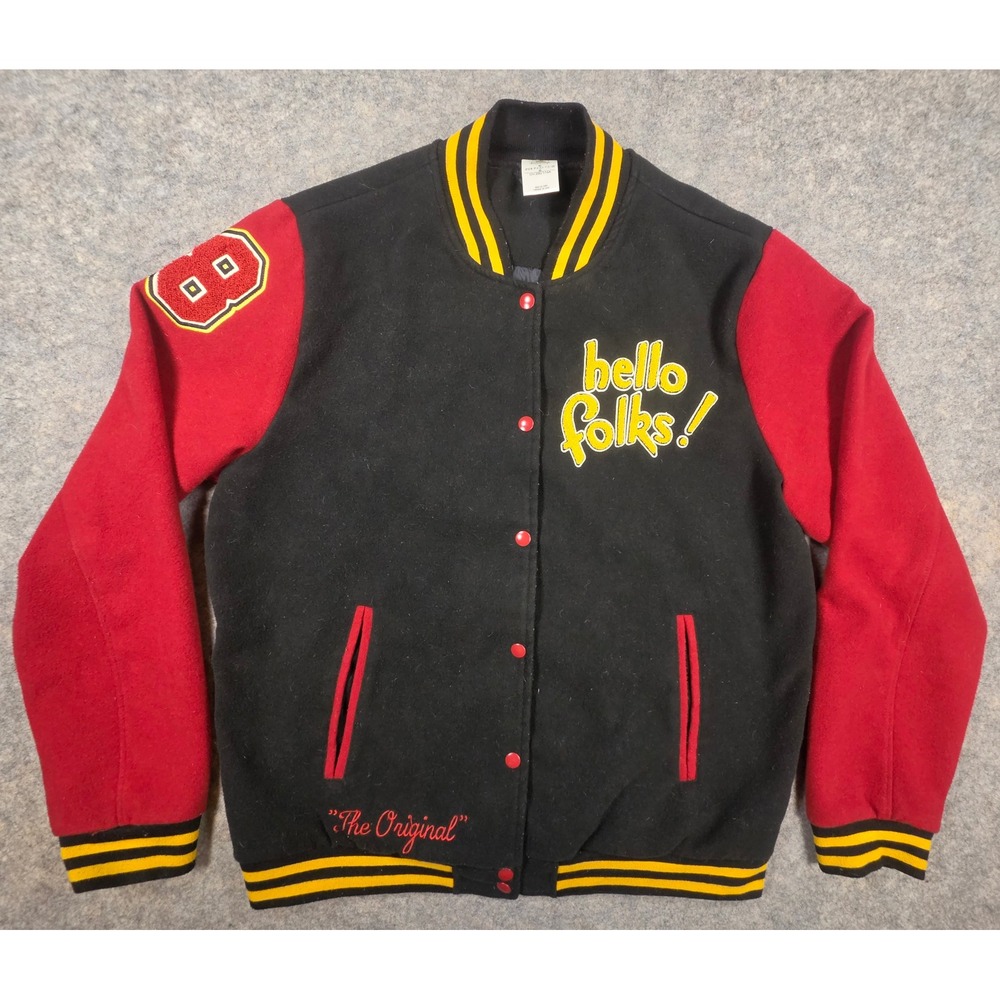 Disney Mickey Mouse Pluto Varsity Jacket Black Red Letterman XL Double Sized